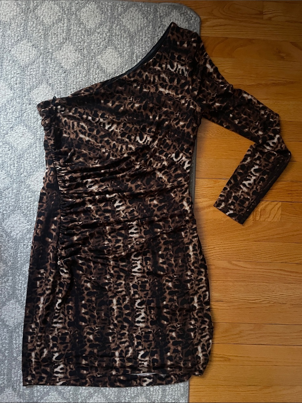 Calvin Klein One-Shoulder Leopard-Print Dress